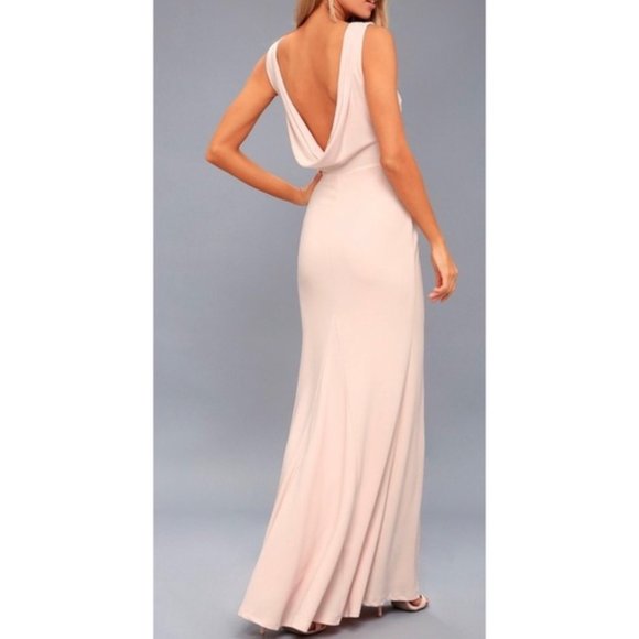 Blush Pink Backless Maxi Dress - Picture 1 of 2
